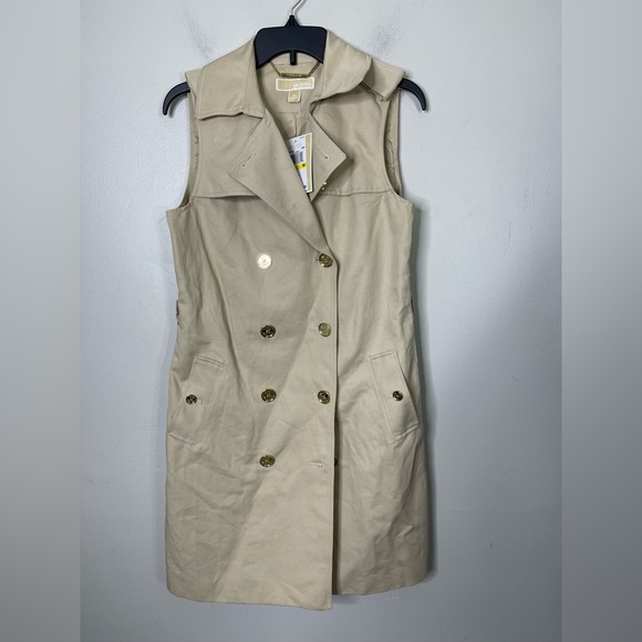 Micheal Kors NWT Khakis Trench coat dress double breast Sz Medium - Picture 3 of 8